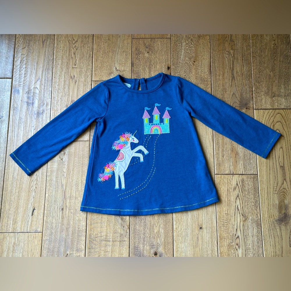 Mud Pie Appliqué Unicorn Long Sleeve Top size 3T